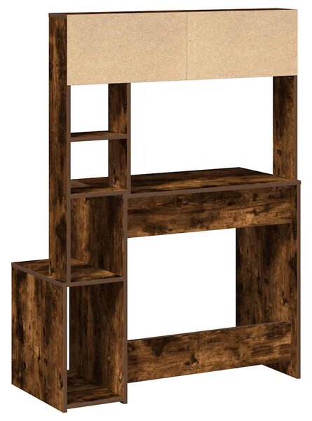 Füstös tölgy szerelt fa íróasztal polcokkal 100x45x140 cm