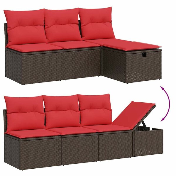 VidaXL 8 db barna polyrattan kerti kanapégarnitúra párnákkal