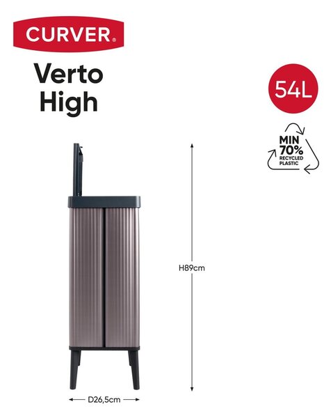 Rózsaszín újrahasznosított műanyag érintésre nyíló szemetes 54 l Verto High – Curver