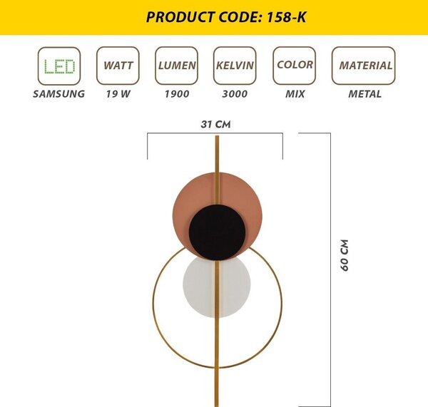Opviq Fali lámpa Multicolor L1126 - Többszínű