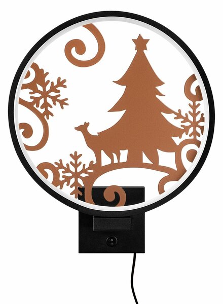 Opviq fali lámpa fekete-réz XMAS19