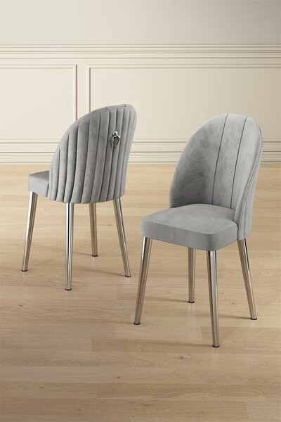 Hanah Home Chair Set (2 Pieces) Grey Chrome Mara - Grey, Chrome