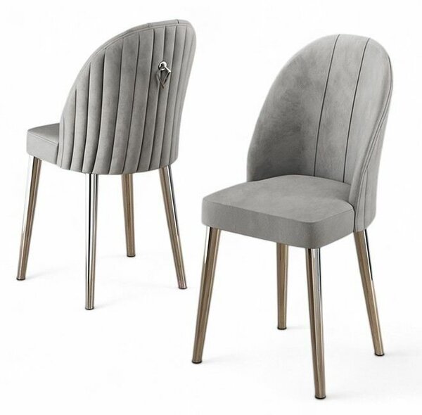 Hanah Home Chair Set (2 Pieces) Grey Chrome Mara - Grey, Chrome