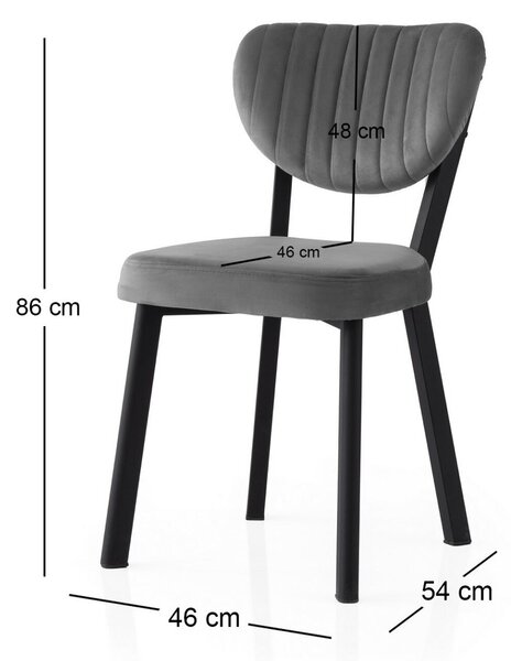 Hanah Home Szék szett (2 darabos) Fekete Antracit Beta - 839 V2