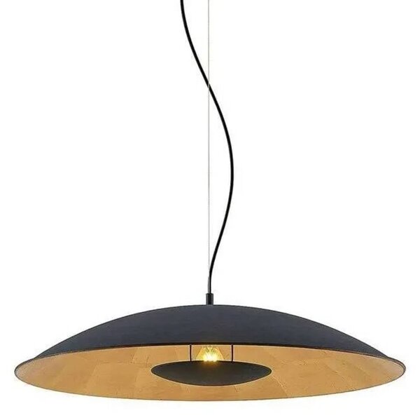 Lindby függőlámpa Narisara, Ø 80 cm, E27, fekete-arany, dimmelhető, Fekete, Nappali / Étkező, fém, Modern