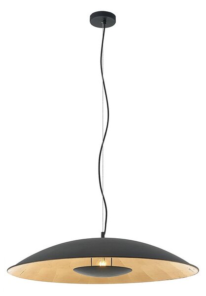 Lindby függőlámpa Narisara, Ø 80 cm, E27, fekete-arany, dimmelhető, Fekete, Nappali / Étkező, fém, Modern