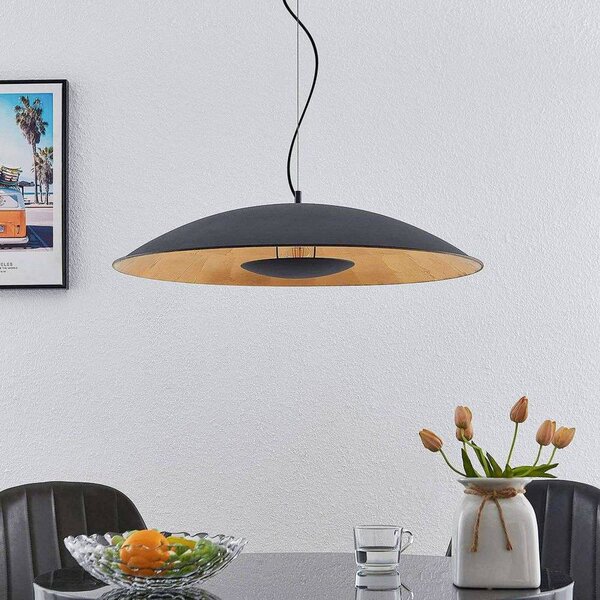 Lindby függőlámpa Narisara, Ø 80 cm, E27, fekete-arany, dimmelhető, Fekete, Nappali / Étkező, fém, Modern