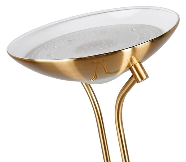 Lindby LED állólámpa Josefin, sárgaréz, olvasólámpa, dimmelhető, dimmelhető, Sárgaréz / arany, Nappali / Étkező, fém, Modern