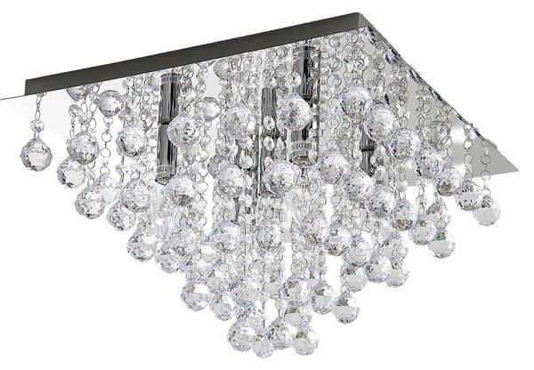 Lindby mennyezeti lámpa Annica, szögletes, króm, fém, 42cm, dimmelhető, Tiszta / átlátszó, Nappali / Étkező, fém, Modern
