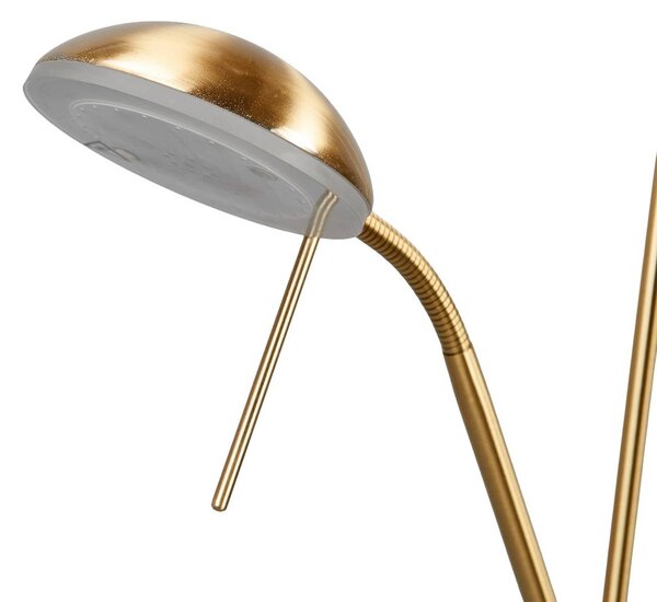 Lindby LED állólámpa Josefin, sárgaréz, olvasólámpa, dimmelhető, dimmelhető, Sárgaréz / arany, Nappali / Étkező, fém, Modern