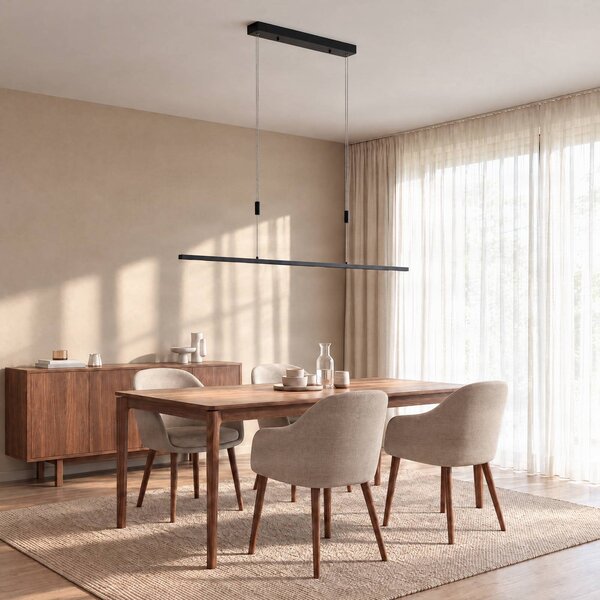 Lucande Stakato LED függő lámpa, 120 cm, 6 izzós, dimmelhető, dimmelhető, Fekete, Nappali / Étkező, fém, Modern