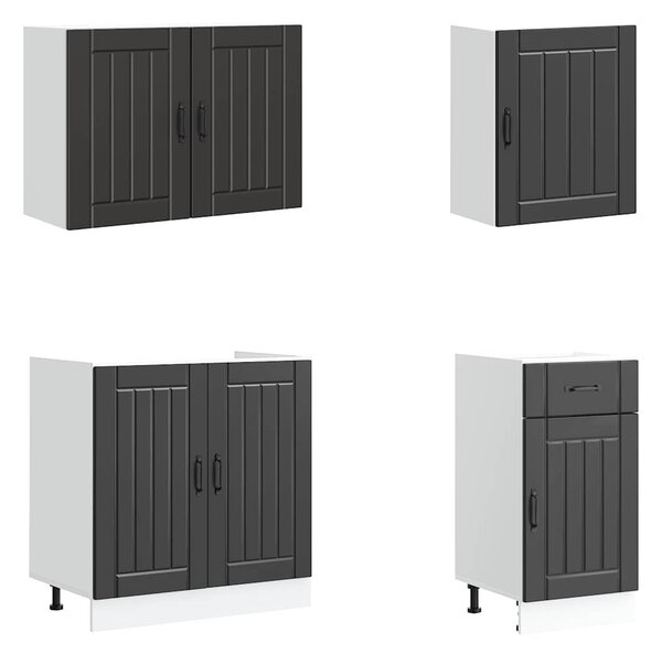7 darabos konyhaszekrény szett Lucca fekete színű műfa
