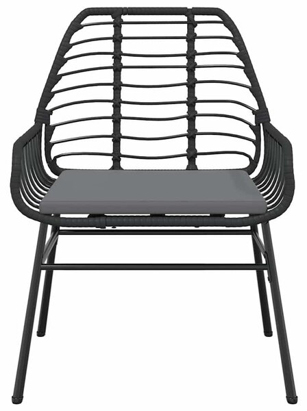 3 részes fekete polyrattan üveg kerti étkezőgarnitúra párnákkal