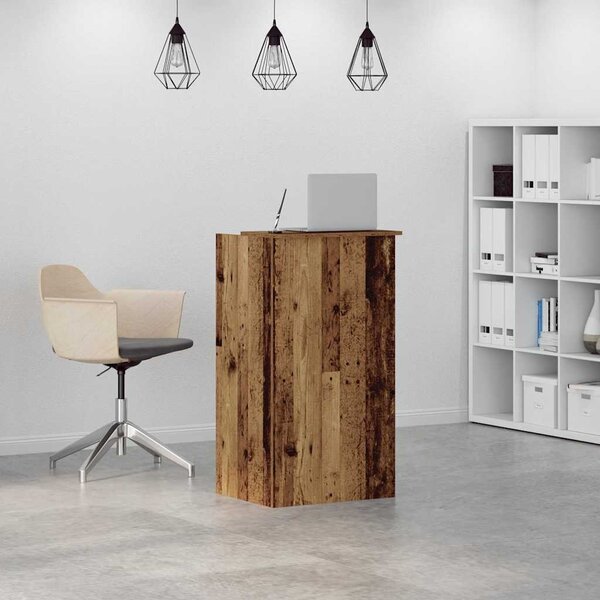 Recepciós pult antik fa 55x50x103,5 cm szerelt fa