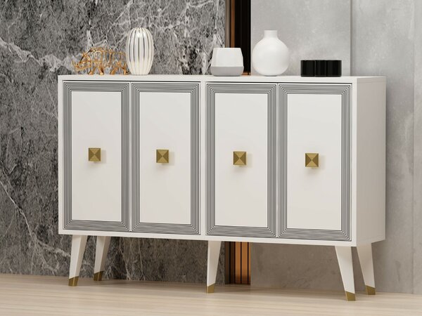 Hanah Home Console White Gold Ansel - White, Gold