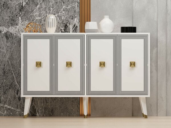 Hanah Home Console White Gold Ansel - White, Gold