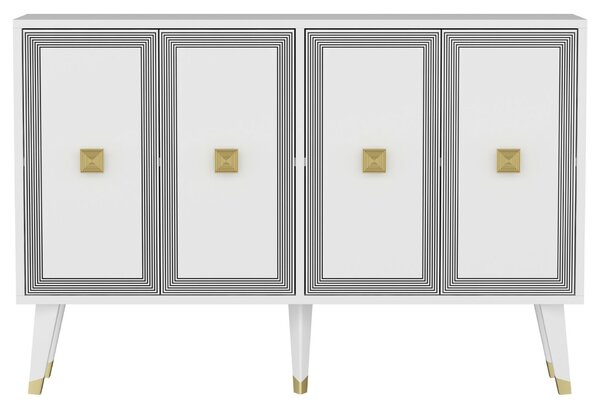 Hanah Home Console White Gold Ansel - White, Gold