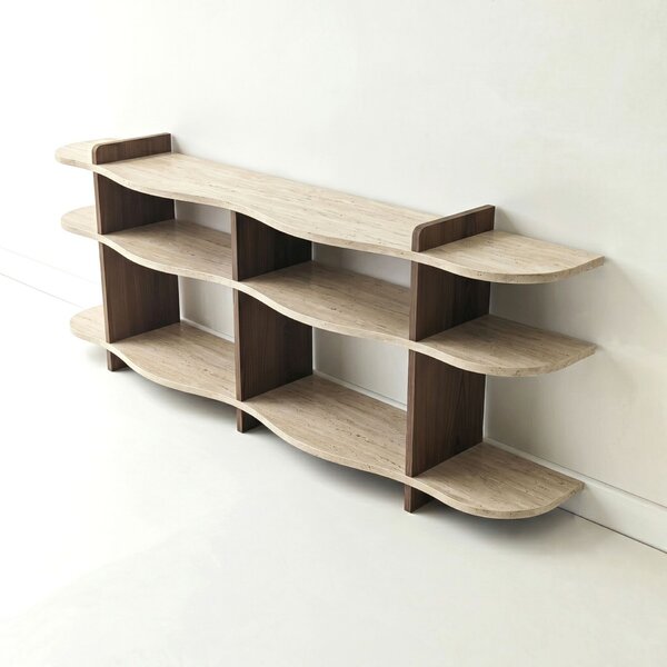 Hanah Home Console Travertine Walnut Flusso - Travertine, Walnut