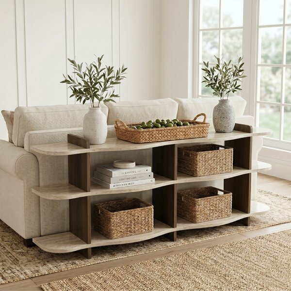 Hanah Home Console Travertine Walnut Flusso - Travertine, Walnut