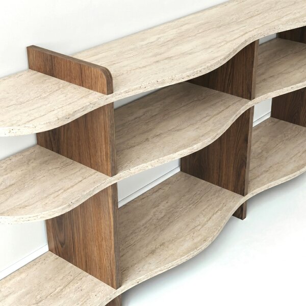 Hanah Home Console Travertine Walnut Flusso - Travertine, Walnut