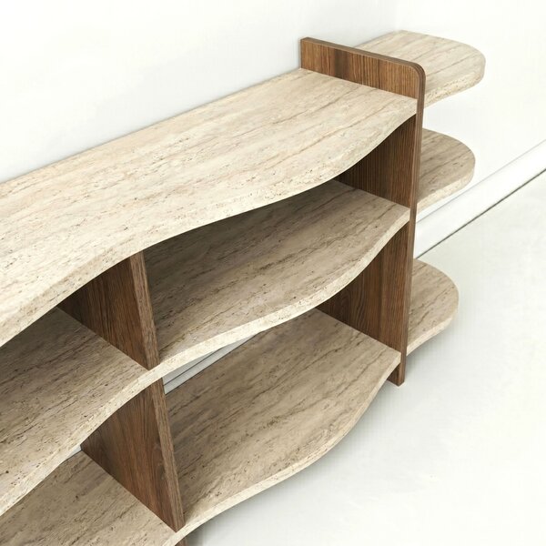 Hanah Home Console Travertine Walnut Flusso - Travertine, Walnut