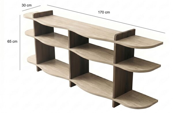 Hanah Home Console Travertine Walnut Flusso - Travertine, Walnut