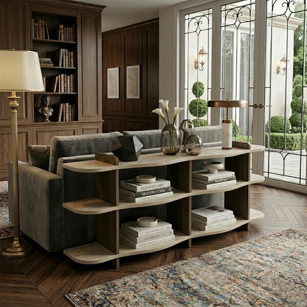 Hanah Home Console Travertine Walnut Flusso - Travertine, Walnut