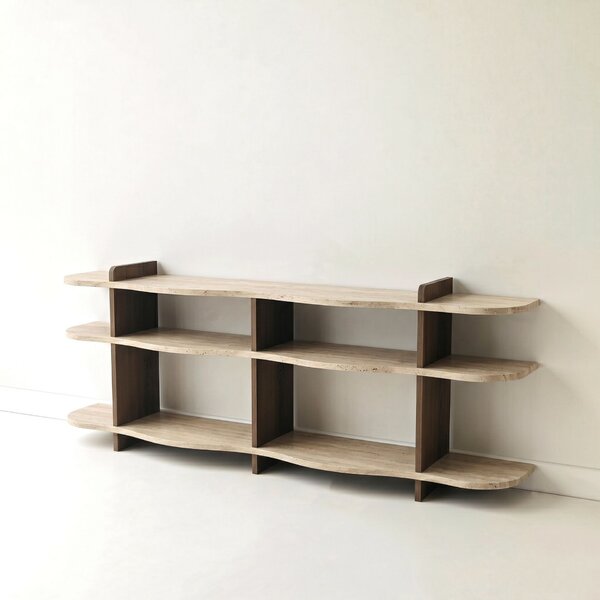 Hanah Home Console Travertine Walnut Flusso - Travertine, Walnut