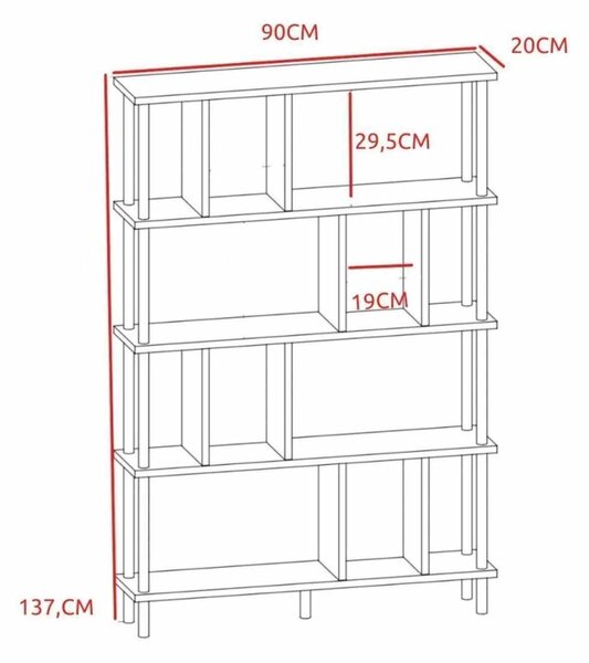 Hanah Home Peka-0045 fenyő könyvespolc