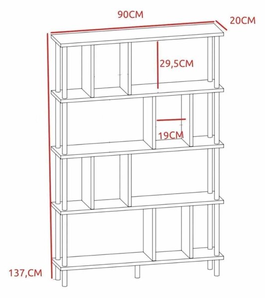 Hanah Home Peka-0045 fenyő könyvespolc