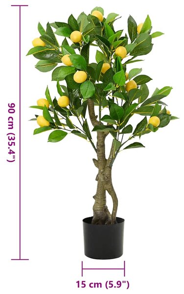 Zöld mesterséges citromfa 234 levéllel 90 cm