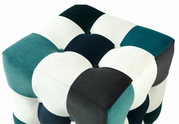 Atelier Del Sofa Puff Fehér Sötétkék Türkiz Patchwork - Fehér, Sötétkék