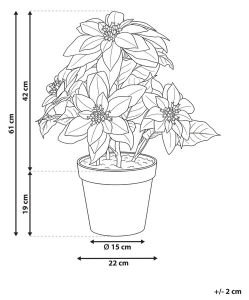 Műnövény CHRISTMAS FLOWER 61 cm Piros