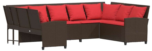 Barna polyrattan kerti kanapé párnákkal