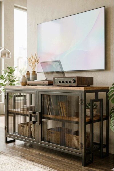 Hanah Home TV állvány diófa fekete Peka9110