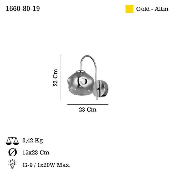 Opviq Fali lámpa Gold Herman - 80-19