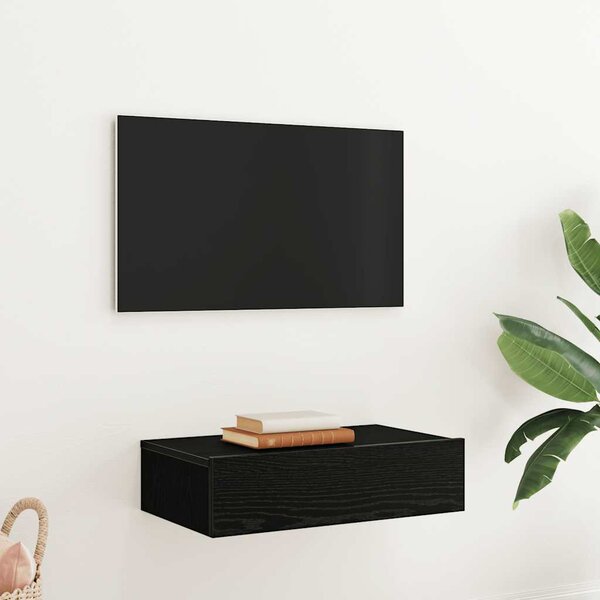 Fekete tölgyfa TV-szekrény LED lámpákkal 60 x 35 x 15,5 cm