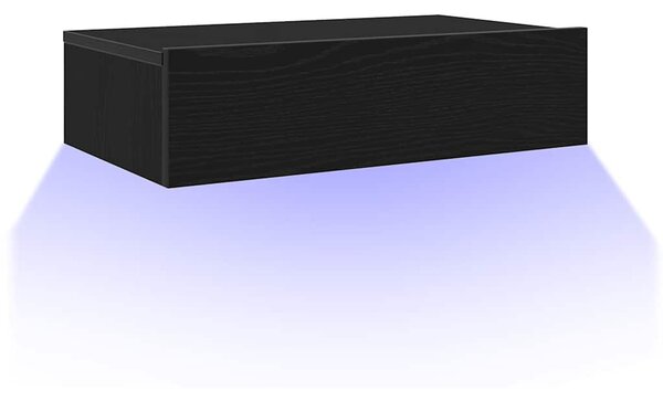 Fekete tölgyfa TV-szekrény LED lámpákkal 60 x 35 x 15,5 cm