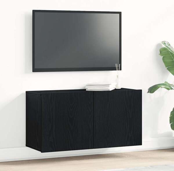 Fekete tölgyfa TV-szekrény 80 x 30 x 41 cm