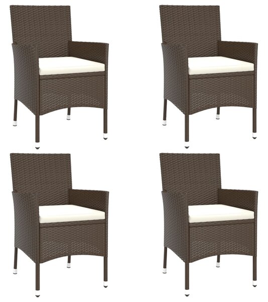 4 db barna polyrattan kerti szék párnákkal (csak Egyesült Királyság/Írország/FI/NO)