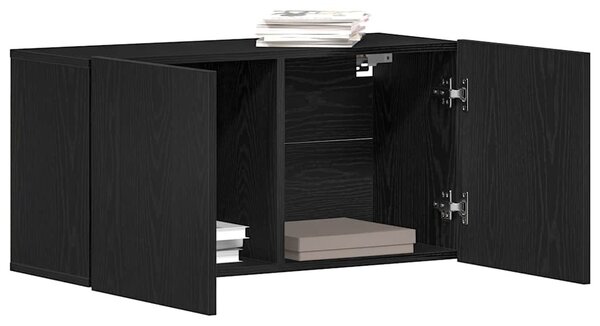 Fekete tölgyfa TV-szekrény 80 x 30 x 41 cm