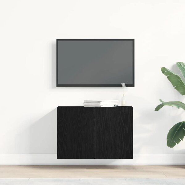 Fekete tölgyfa TV-szekrény 60 x 30 x 41 cm