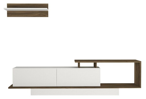 Hanah Home TV Unit White Walnut Asos - White, Walnut