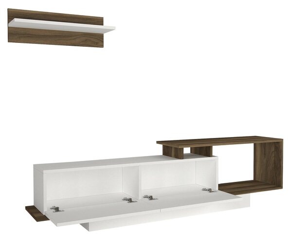 Hanah Home TV Unit White Walnut Asos - White, Walnut