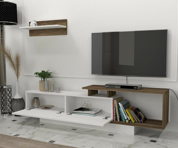 Hanah Home TV Unit White Walnut Asos - White, Walnut