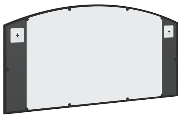 Fekete ívelt vas fali tükör 100 x 50 cm