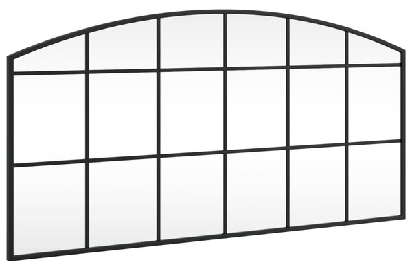 Fekete ívelt vas fali tükör 100 x 50 cm