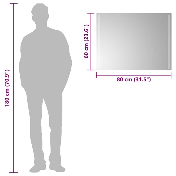 LED-es fürdőszobatükör 80x60 cm