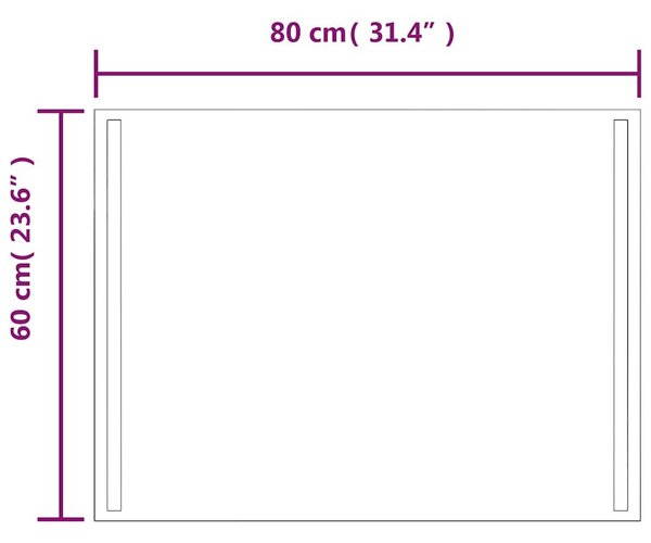 LED-es fürdőszobatükör 80x60 cm