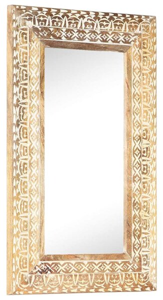 Kézzel faragott tömör mangófa tükör 80 x 50 x 2,6 cm